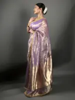 Lilac Banarasi Tissue Silk Saree - Image 5