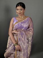 Lilac Banarasi Tissue Silk Saree - Image 3