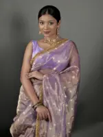 Lilac Banarasi Tissue Silk Saree - Image 3