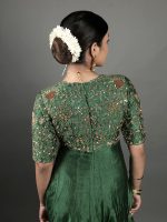 Bottle Green Embroidered Silk Dress - Image 3