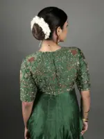 Bottle Green Embroidered Silk Dress - Image 3