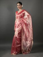 Red Tissue Silk Saree - Image 2