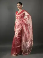 Red Tissue Silk Saree - Image 2