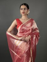 Red Tissue Silk Saree - Image 3