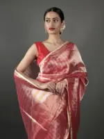 Red Tissue Silk Saree - Image 3