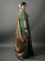 Bottle Green Embroidered Silk Dress ( Set of 2) - Image 6