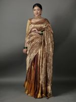 Molten Gold Tissue Silk Lehenga  (Set of 3)