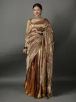 Molten Gold Tissue Silk Lehenga  (Set of 3)