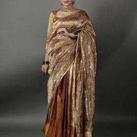 Molten Gold Tissue Silk Lehenga  (Set of 3)