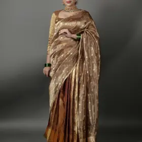 Molten Gold Tissue Silk Lehenga  (Set of 3)