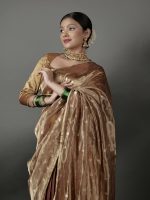 Molten Gold Tissue Silk Lehenga  (Set of 3) - Image 6
