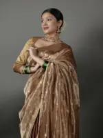 Molten Gold Tissue Silk Lehenga  (Set of 3) - Image 6