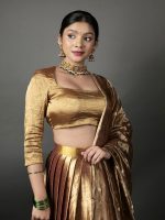 Molten Gold Tissue Silk Lehenga  (Set of 3) - Image 9