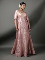 Pink Banarasi Silk Dress
