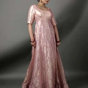 Pink Banarasi Silk Dress