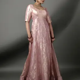 Pink Banarasi Silk Dress