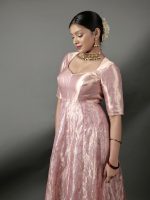Pink Banarasi Silk Dress - Image 4