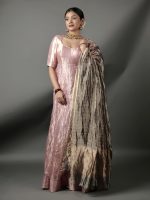 Pink Banarasi Silk Dress ( Set of 2)