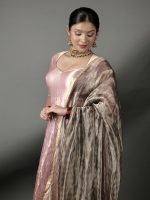 Pink Banarasi Silk Dress ( Set of 2) - Image 7