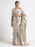 Silver Handwoven Tissue Silk Saree