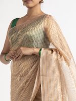 Ivory Handwoven Tussar Silk Saree - Image 4