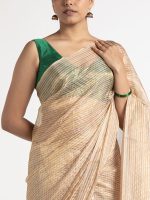 Ivory Handwoven Tussar Silk Saree - Image 3