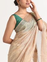 Ivory Handwoven Tussar Silk Saree - Image 2