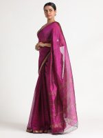 Magenta Mangalagiri Silk Saree - Image 2