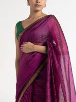 Magenta Mangalagiri Silk Saree - Image 4