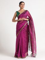 Magenta Mangalagiri Silk Saree