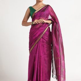 Magenta Mangalagiri Silk Saree