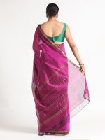 Magenta Mangalagiri Silk Saree - Image 3