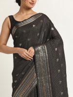 Black Banarasi Silk Saree. - Image 4