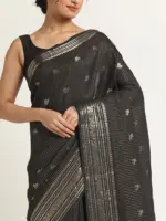 Black Banarasi Georgette Silk Saree. - Image 4