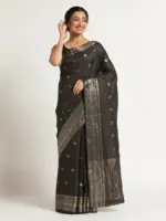 Black Banarasi Georgette Silk Saree.