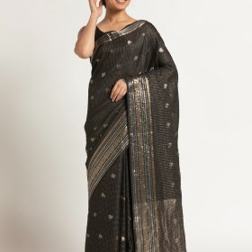 Black Banarasi Silk Saree.