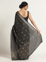 Black Banarasi Silk Saree. - Image 5