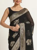 Black Banarasi Georgette Saree - Image 2