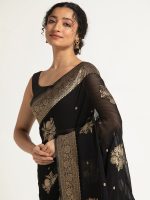 Black Banarasi Georgette Saree - Image 3