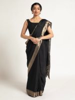 Black Banarasi Chinnon Silk Saree