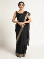 Black Banarasi Chinnon Silk Saree