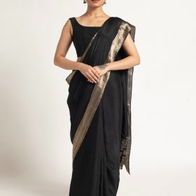 Black Banarasi Chinnon Silk Saree