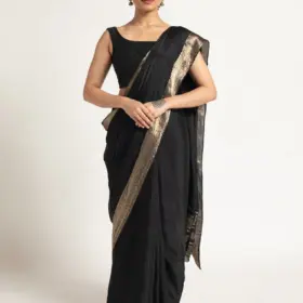 Black Banarasi Chinnon Silk Saree