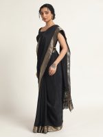 Black Banarasi Chinnon Silk Saree - Image 2