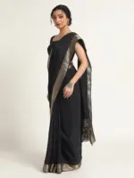 Black Banarasi Chinnon Silk Saree - Image 2