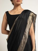 Black Banarasi Chinnon Silk Saree - Image 4