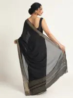 Black Banarasi Chinnon Silk Saree - Image 5