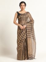 Black Tissue Silk Saree with Woven Stripes