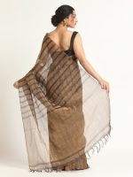 Black Tissue Silk Saree with Woven Stripes - Image 5