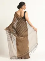 Black Tissue Silk Saree with Woven Stripes - Image 5